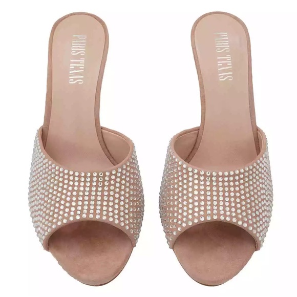 Paris Texas Ladies Powder Diamond Holly 105 Stiletto Mules - Picture 1 of 3